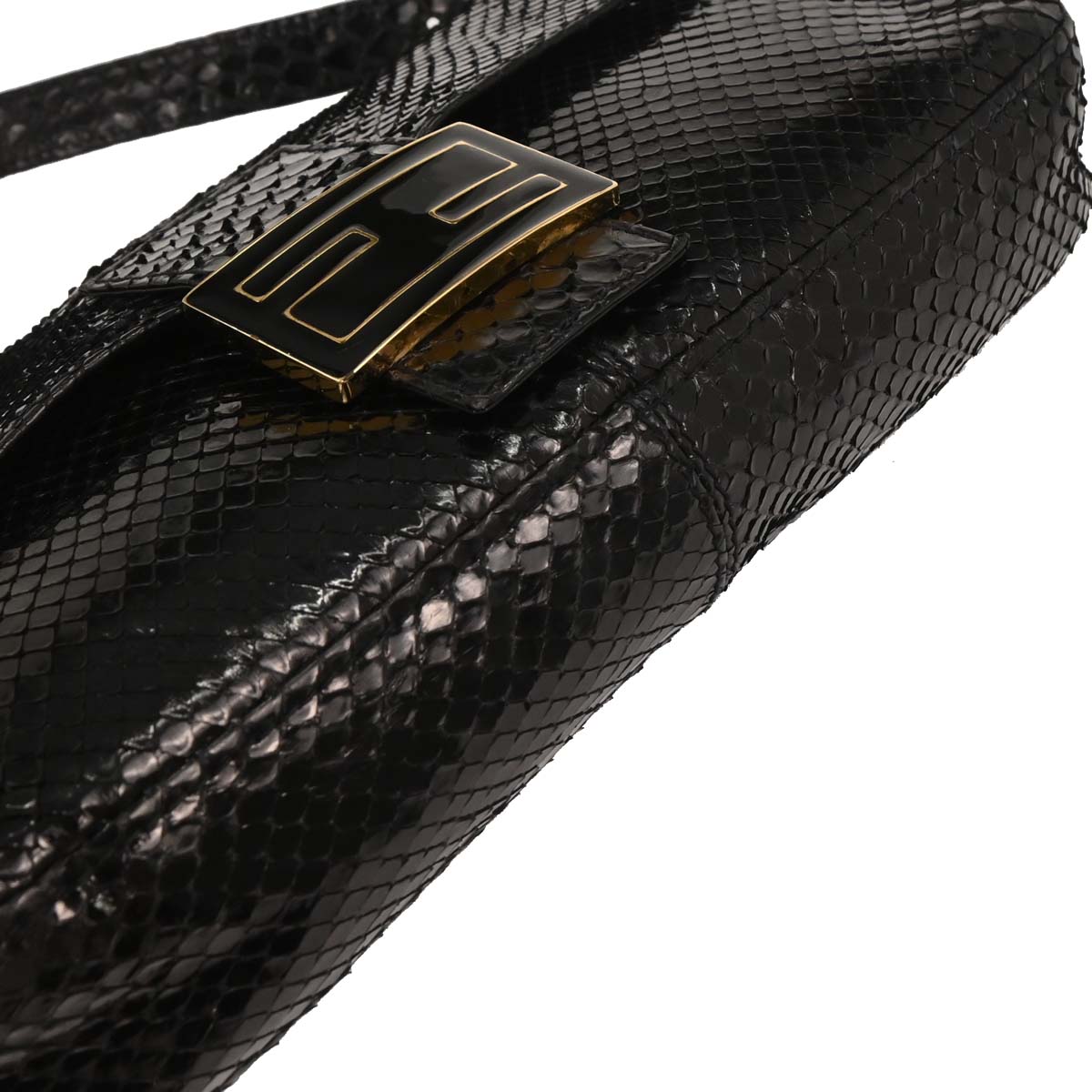 Fendi * Black Python Baguette Handbag