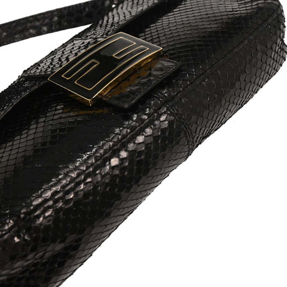 Fendi * Black Python Baguette Handbag