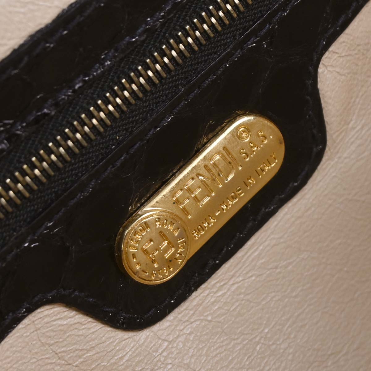 Fendi * Black Python Baguette Handbag