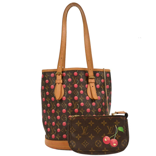 Louis Vuitton Monogram Cherry Bucket PM Tote Handbag M95012