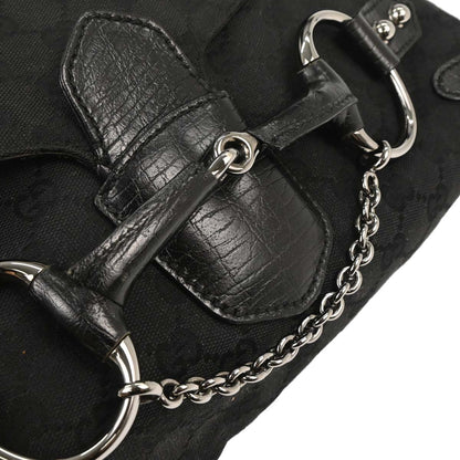 Gucci Black Horsebit GG Handbag