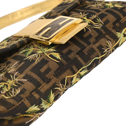 Fendi Gold Embroidered Zucca Baguette Handbag