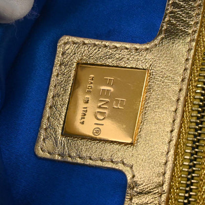 Fendi Gold Embroidered Zucca Baguette Handbag
