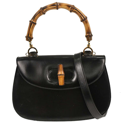 Gucci Black Bamboo 2way Shoulder Handbag