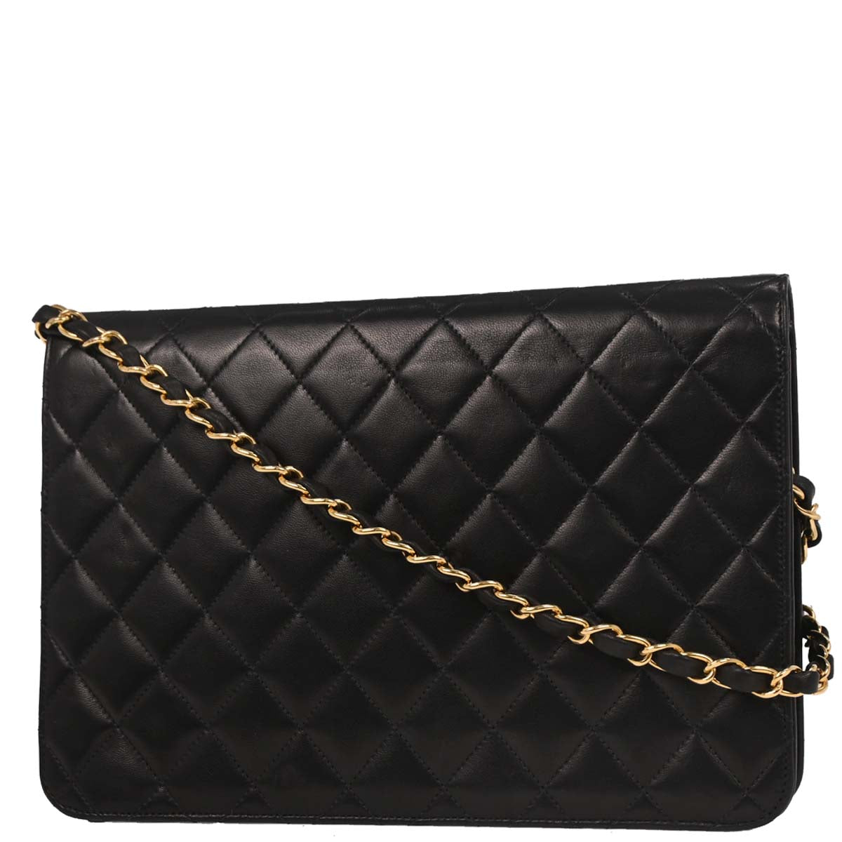 Chanel 2001-2003 Black Lambskin Turnlock Medium Half Flap Shoulder Bag