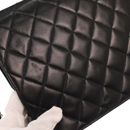 Chanel 2001-2003 Black Lambskin Turnlock Medium Half Flap Shoulder Bag