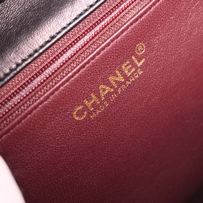 Chanel 2001-2003 Black Lambskin Turnlock Medium Half Flap Shoulder Bag