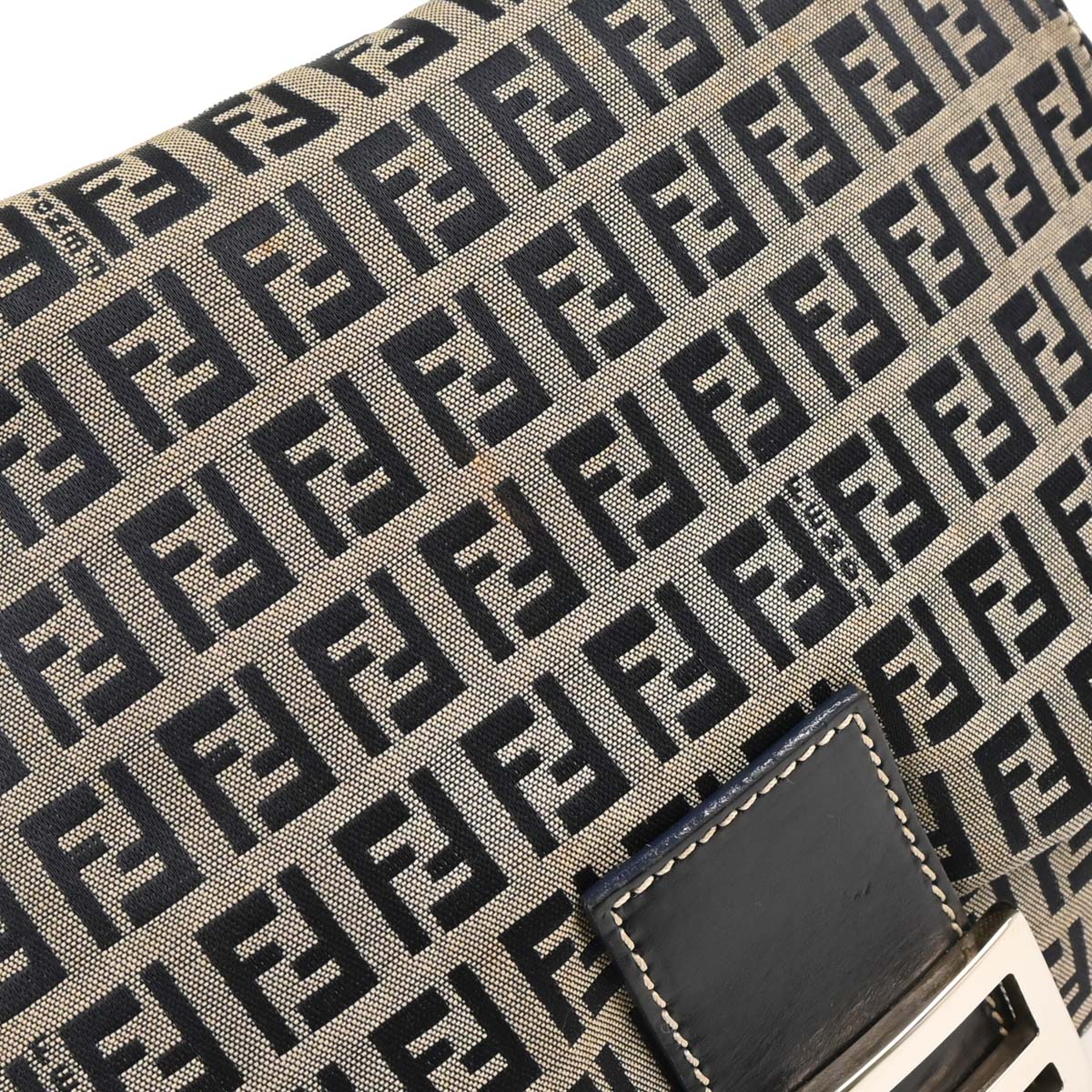 Fendi Navy Gray Zucchino Mamma Baguette Handbag