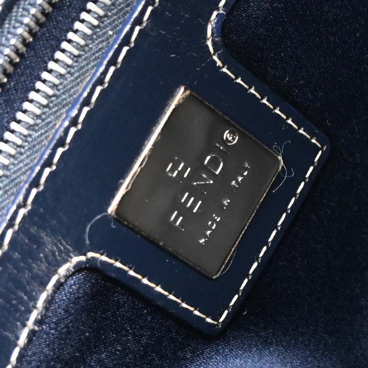 Fendi Navy Gray Zucchino Mamma Baguette Handbag