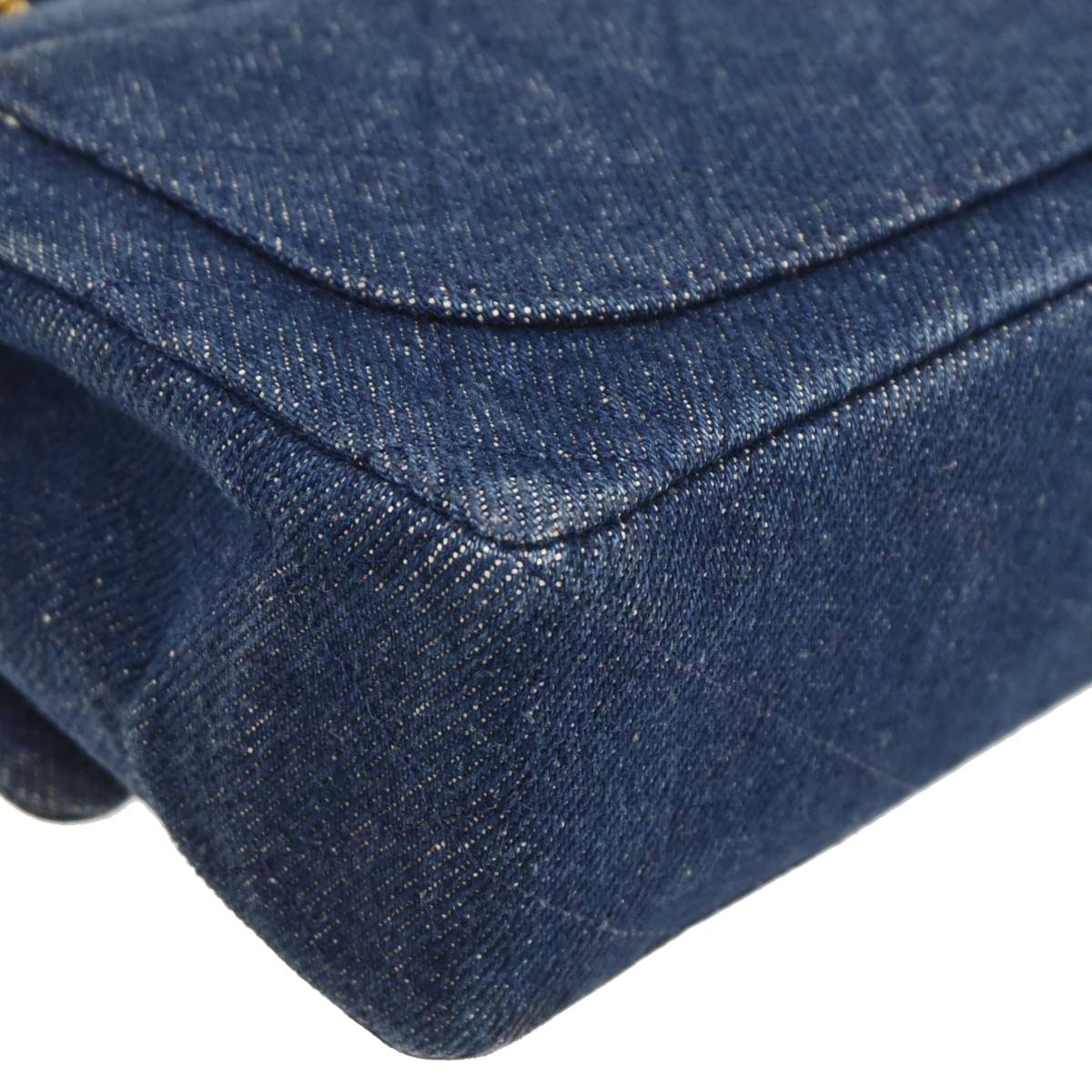 Chanel 1989-1991 Indigo Denim Mini Classic Square Flap Shoulder Bag