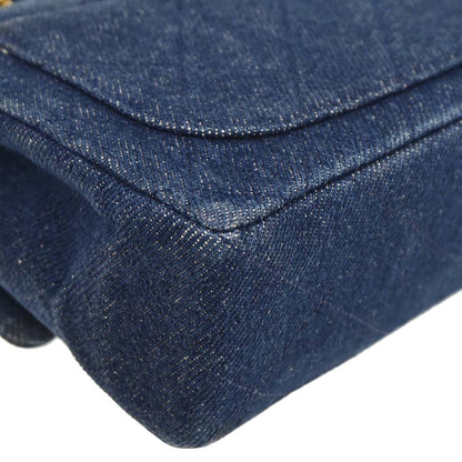 Chanel 1989-1991 Indigo Denim Mini Classic Square Flap Shoulder Bag