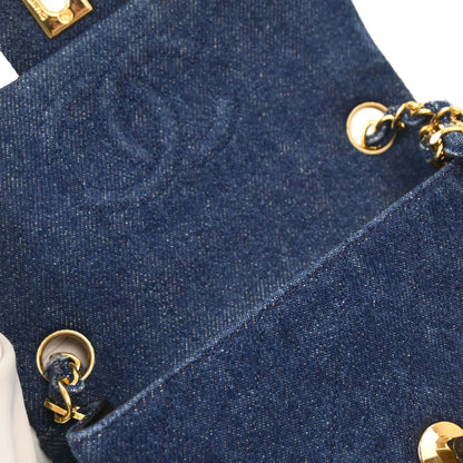 Chanel 1989-1991 Indigo Denim Mini Classic Square Flap Shoulder Bag