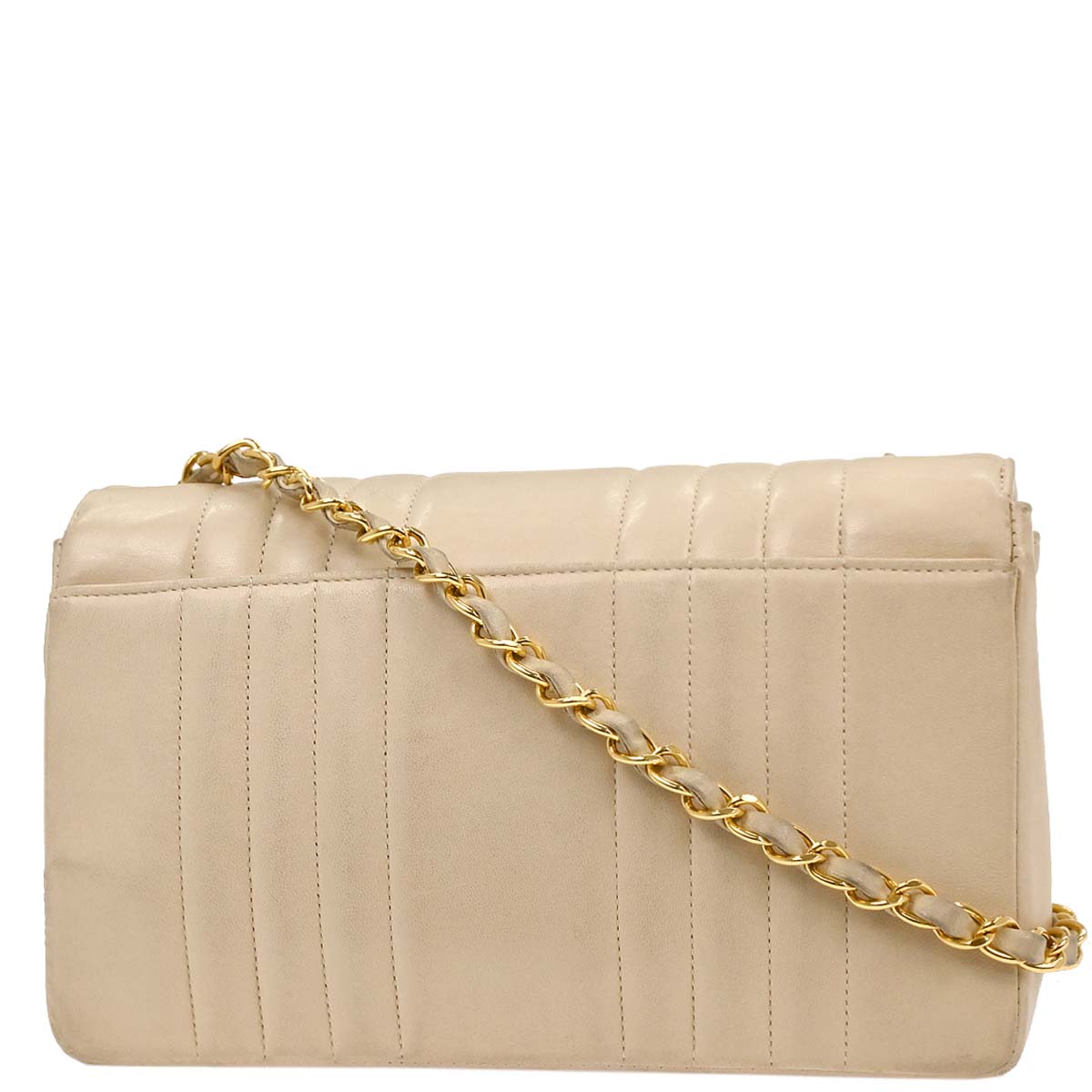 Chanel 1991-1994 Off-white Lambskin Small Classic Double Flap Shoulder Bag