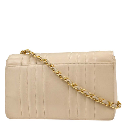 Chanel 1991-1994 Off-white Lambskin Small Classic Double Flap Shoulder Bag