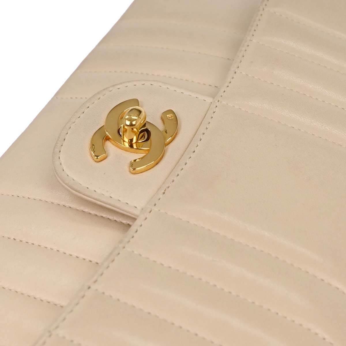 Chanel 1991-1994 Off-white Lambskin Small Classic Double Flap Shoulder Bag