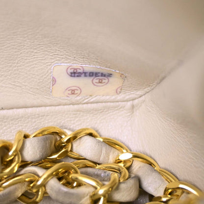 Chanel 1991-1994 Off-white Lambskin Small Classic Double Flap Shoulder Bag