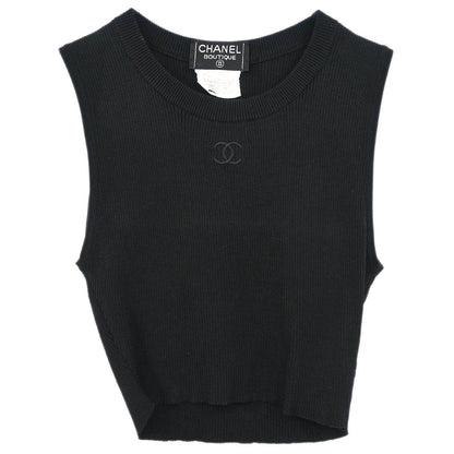 Chanel 1995  Sleeveless Tank Top Cropped Black #40