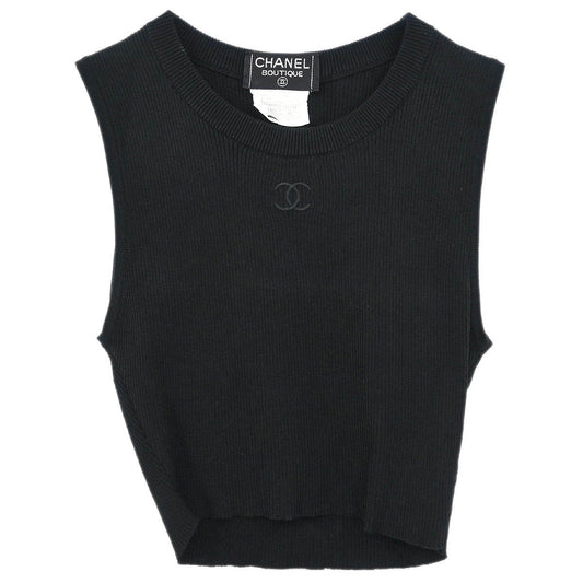 Chanel 1995  Sleeveless Tank Top Cropped Black #40