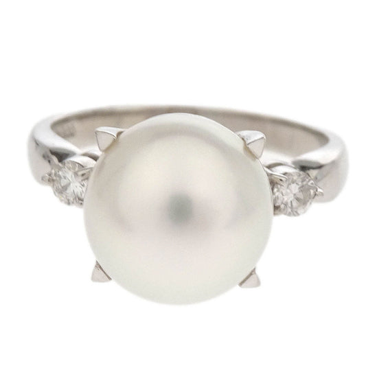 Tasaki Ring Pt900 Genuine Pearl Diamond Silver #52