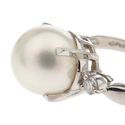 Tasaki Ring Pt900 Genuine Pearl Diamond Silver #52