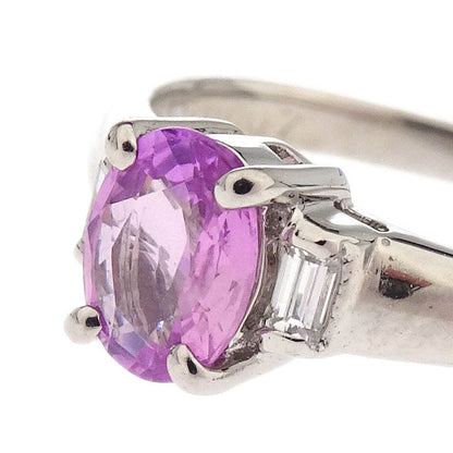 Ring Pt850 Sapphire Diamond Silver #46
