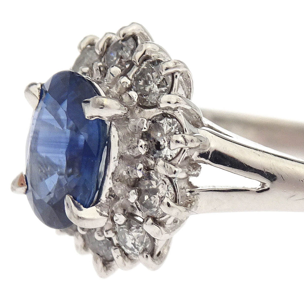 Ring Pt900 Sapphire Diamond Silver #61