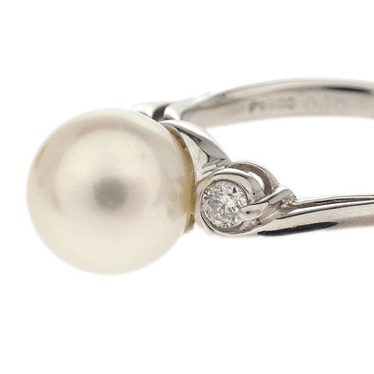 Ring Pt900 Genuine Pearl Diamond Silver #51