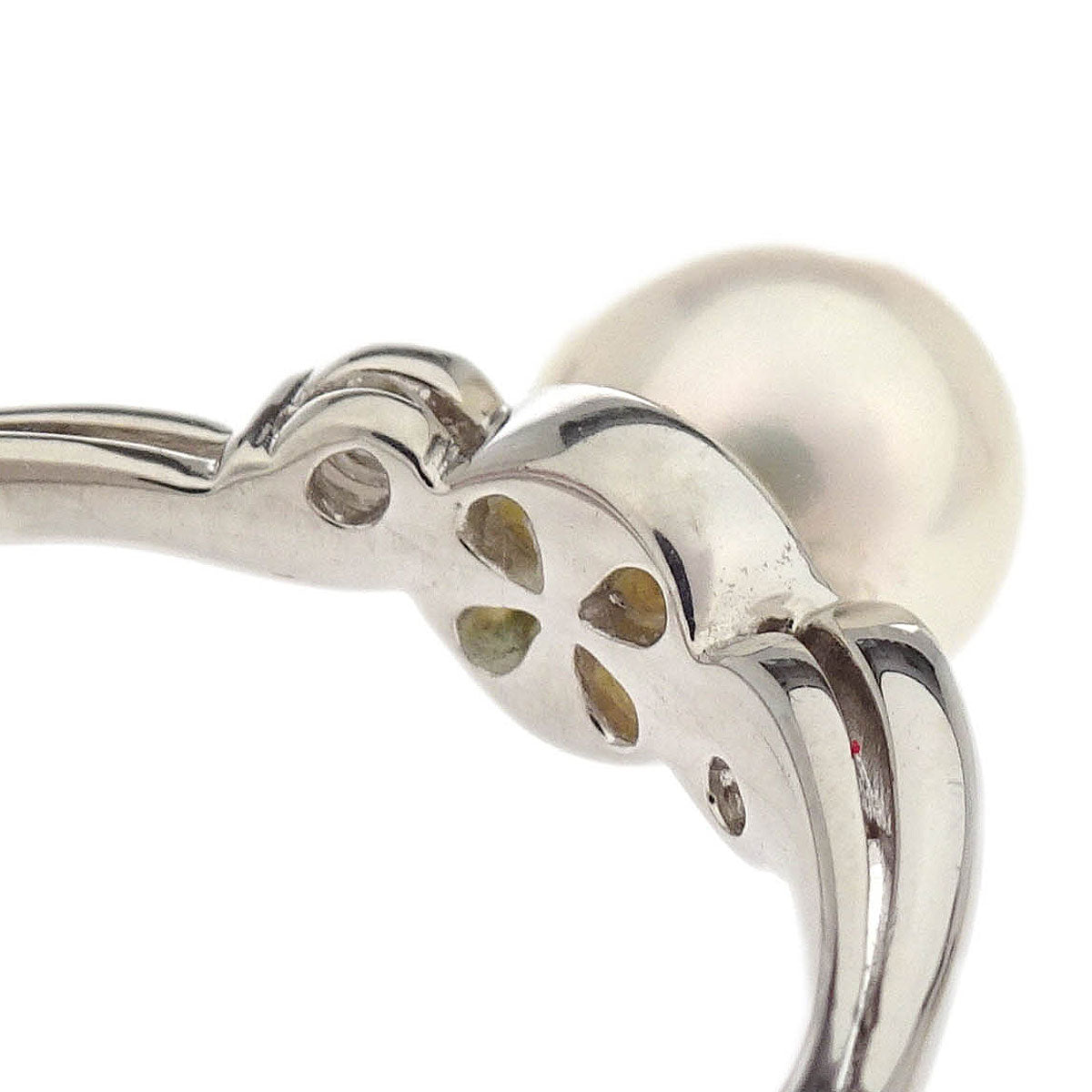 Ring Pt900 Genuine Pearl Diamond Silver #51