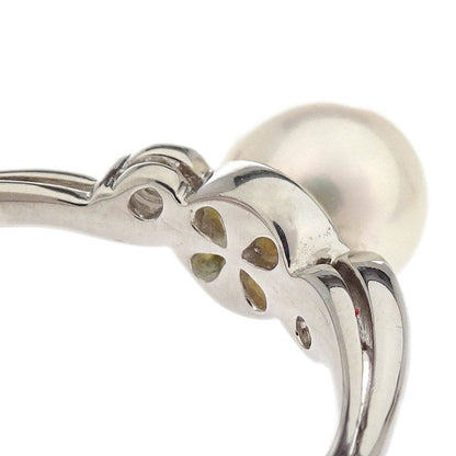Ring Pt900 Genuine Pearl Diamond Silver #51