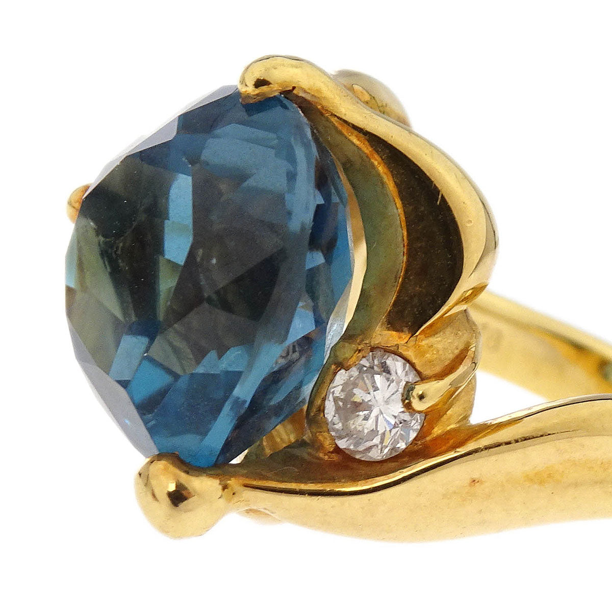 Ring 18K Sapphire Diamond Gold C1128 #51