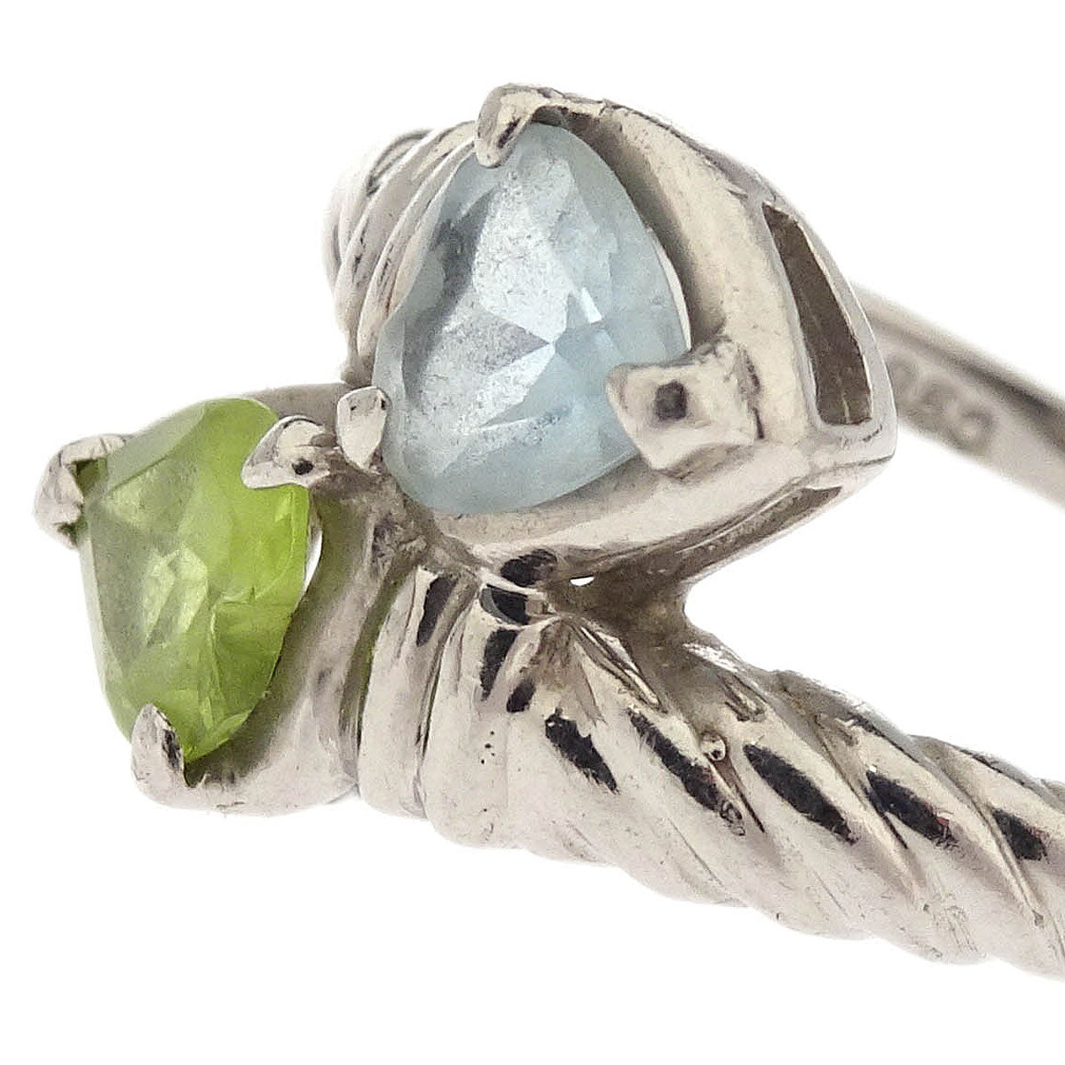 Ring Pt850 Peridot Aquamarine Silver #52