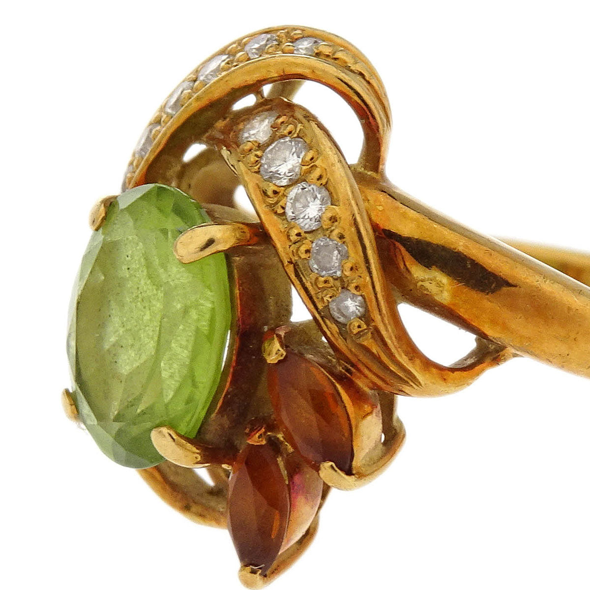 Ring 18K Peridot Diamond Gold #50