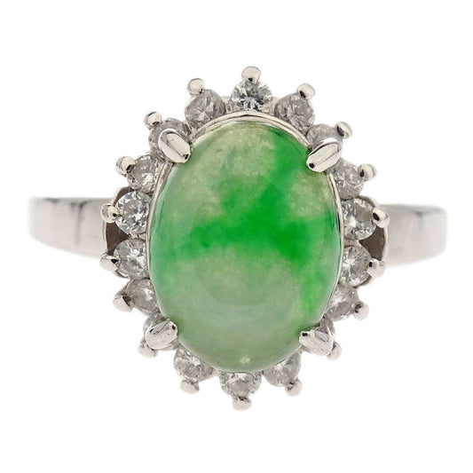 Ring Pt900 Jade Diamond Silver #50