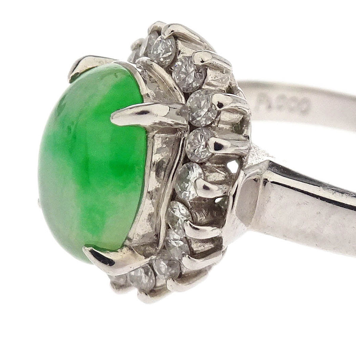 Ring Pt900 Jade Diamond Silver #50