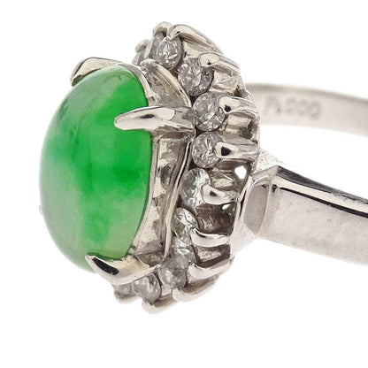 Ring Pt900 Jade Diamond Silver #50
