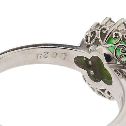 Ring Pt900 Jade Diamond Silver #50