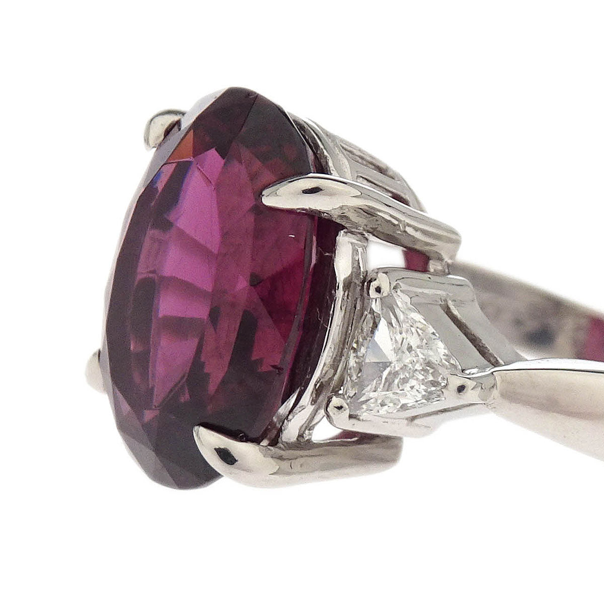 Ring PT900 Ruby Diamond Silver #53
