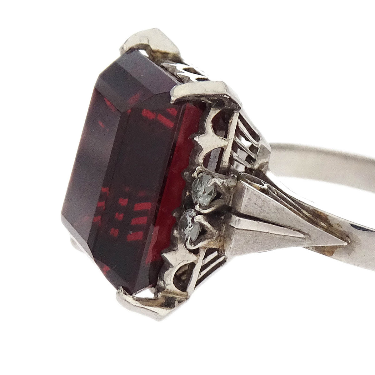 Ring Pt900 Ruby Diamond Silver #50
