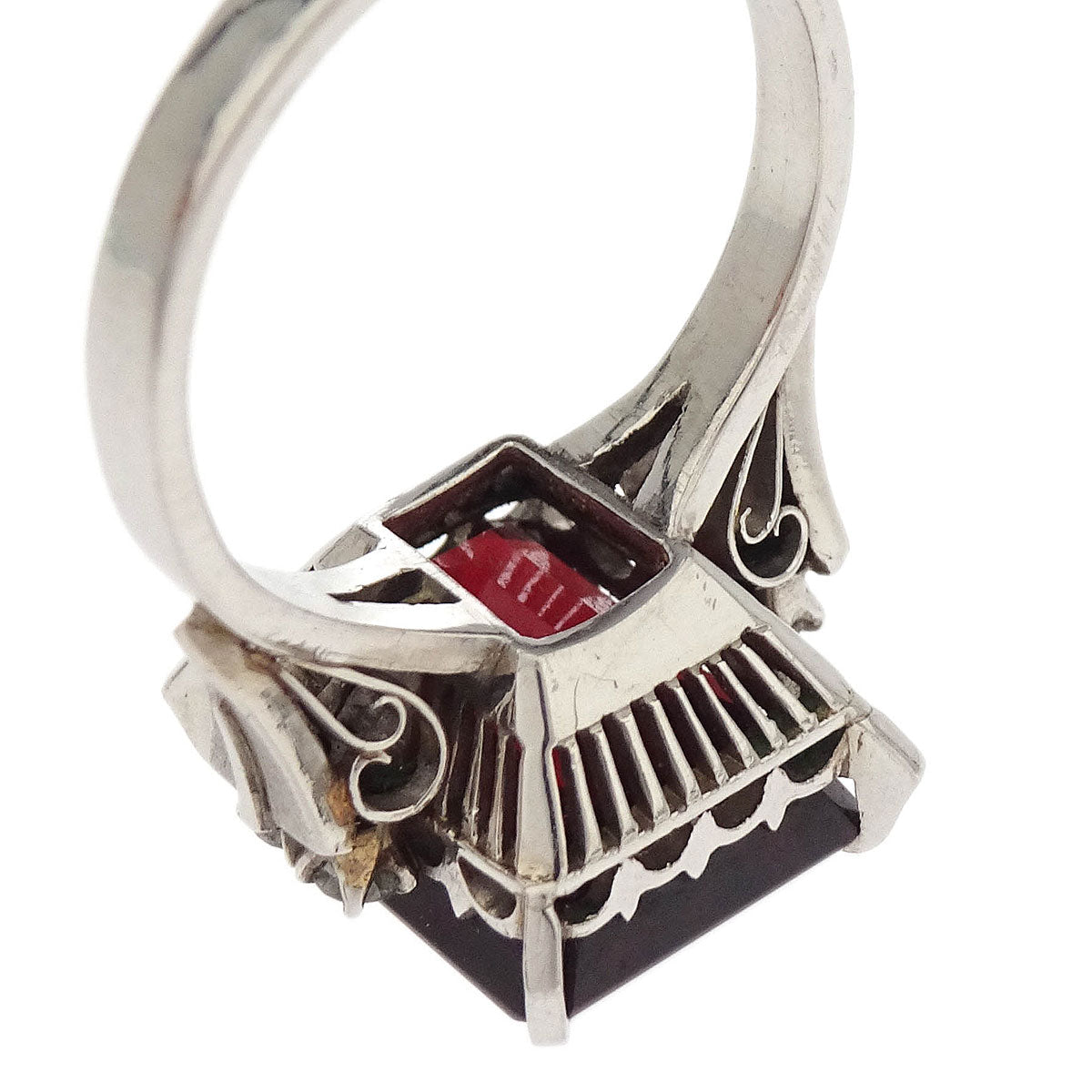 Ring Pt900 Ruby Diamond Silver #50