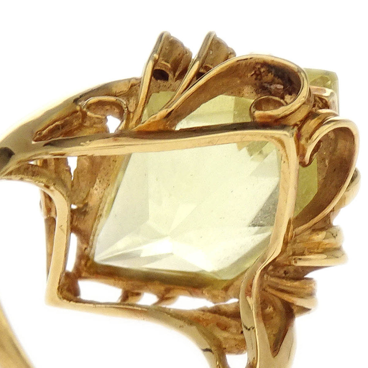 Ring 18K Lemon Stone Diamond Gold #48
