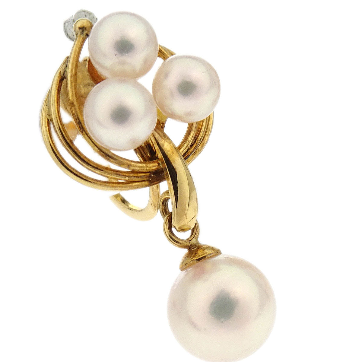 Dangle Earrings Clip-On Pearl Gold 18K