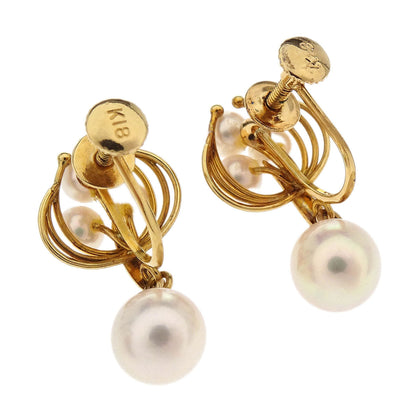 Dangle Earrings Clip-On Pearl Gold 18K