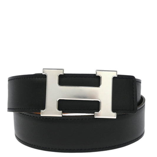 Hermes Black Box Calf Togo Constance Reversible Belt #75 Small Good