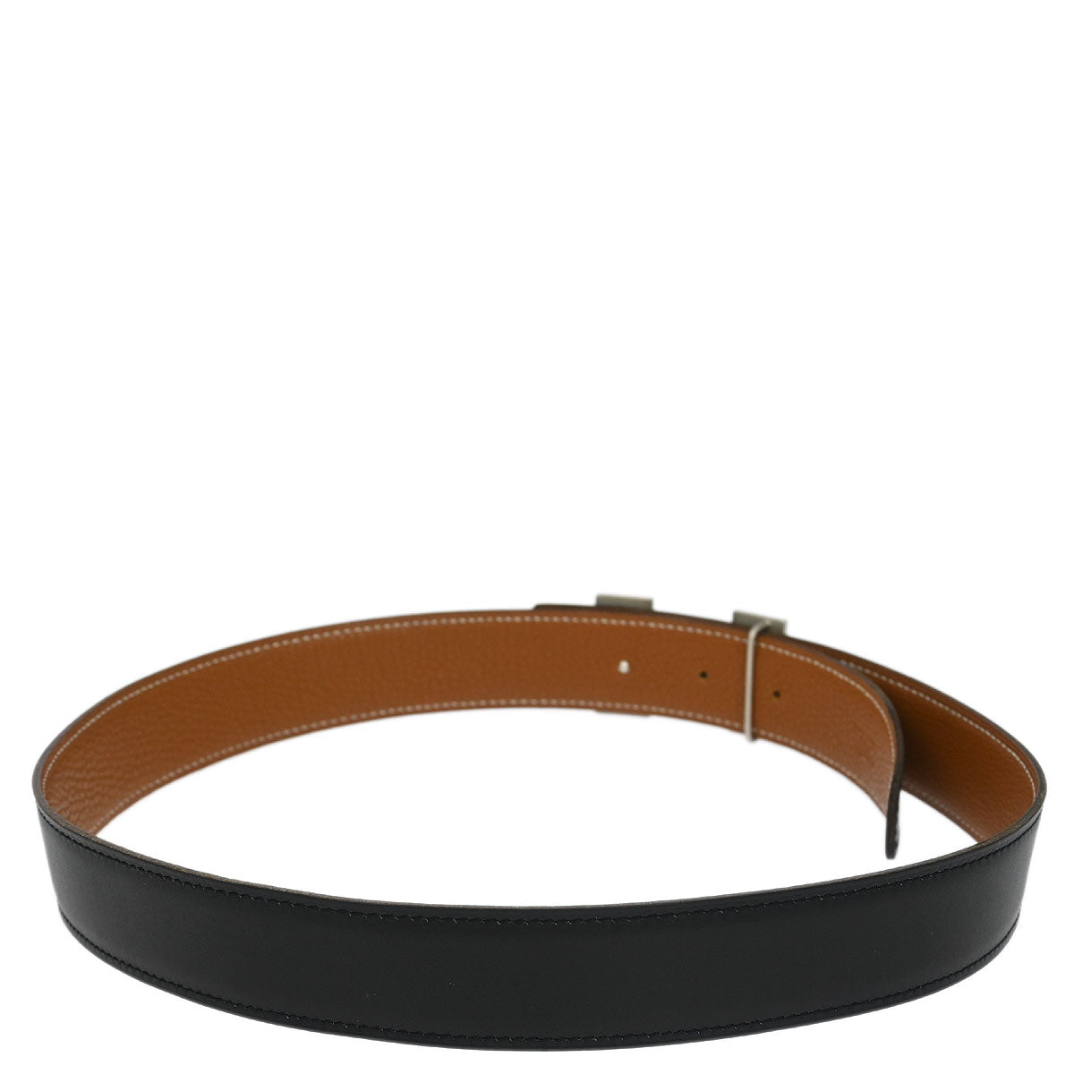 Hermes Black Box Calf Togo Constance Reversible Belt #75 Small Good