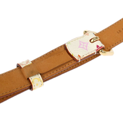 Louis Vuitton White Multicolor Ceinture Carre Belt M9272W #80/32 Small Good