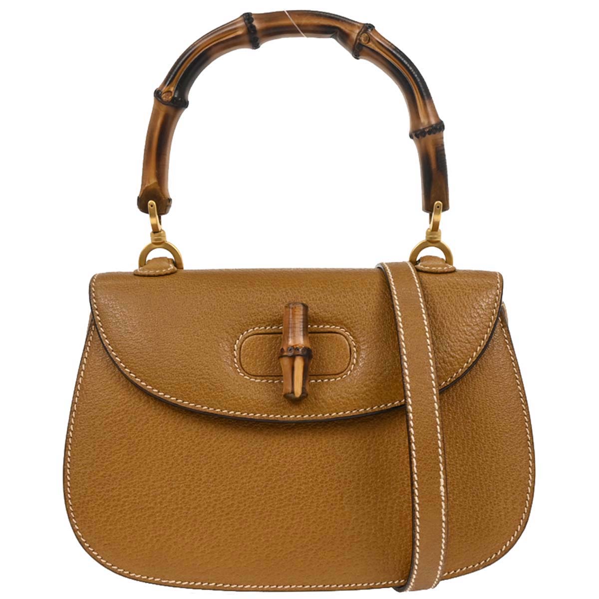 Gucci Brown Pigskin Bamboo 2way Shoulder Handbag