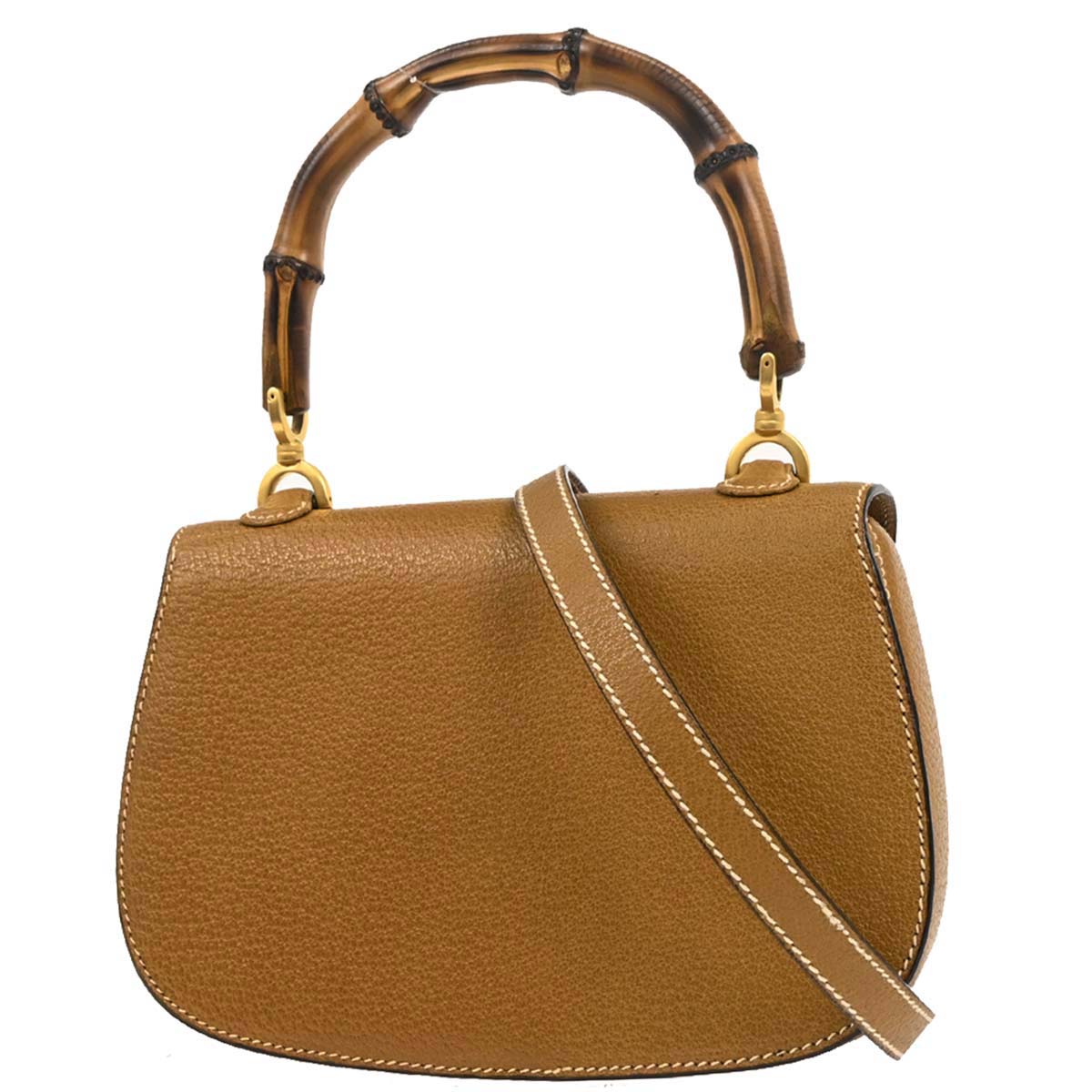 Gucci Brown Pigskin Bamboo 2way Shoulder Handbag