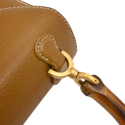 Gucci Brown Pigskin Bamboo 2way Shoulder Handbag