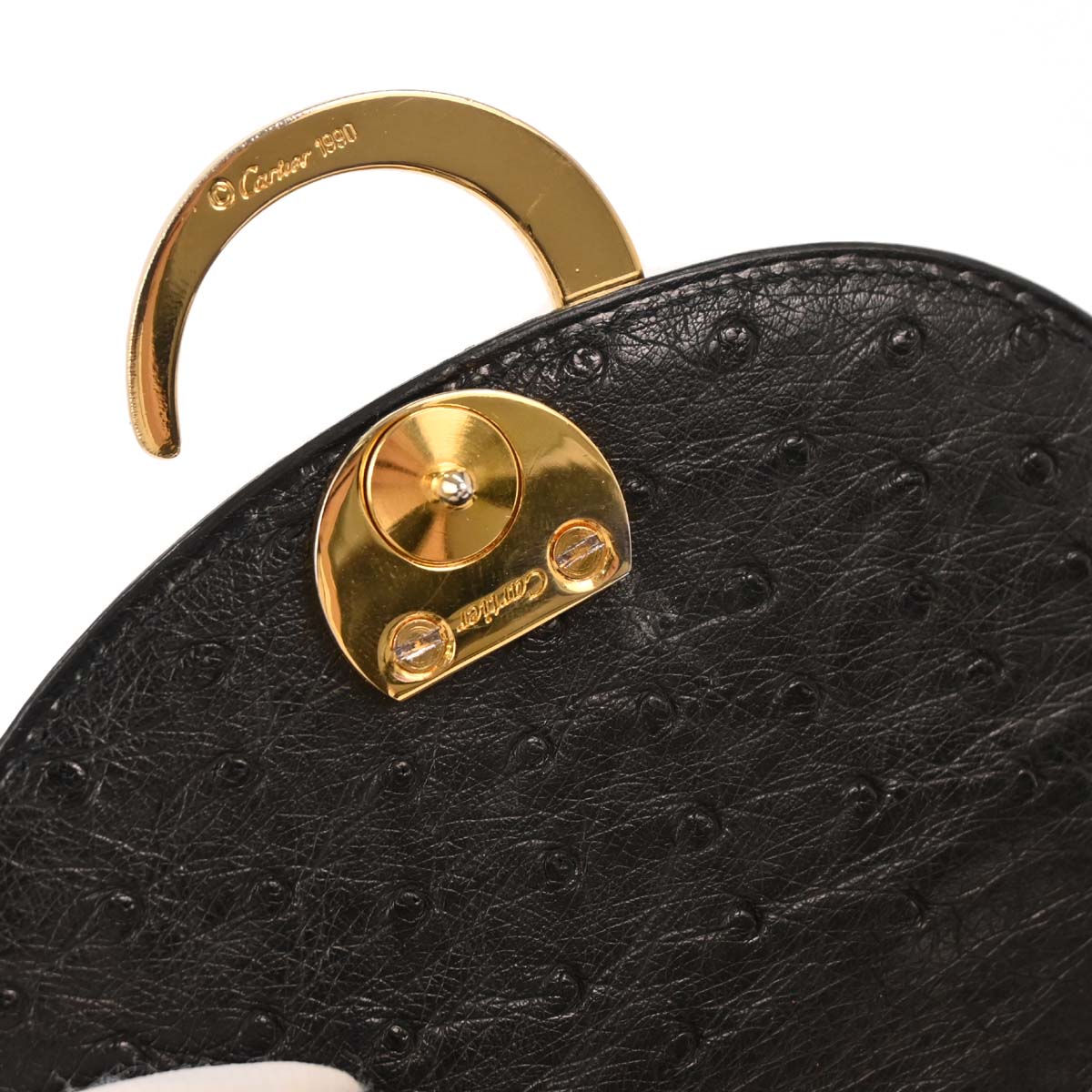 Cartier * Black Ostrich Panthere Handbag