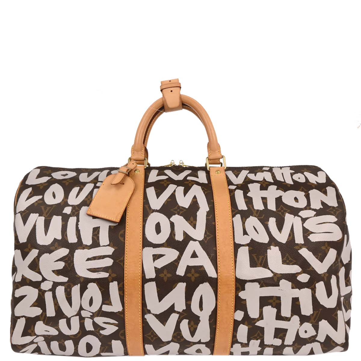 Louis Vuitton White Monogram Graffiti Keepall 50 Duffle Bag M92197